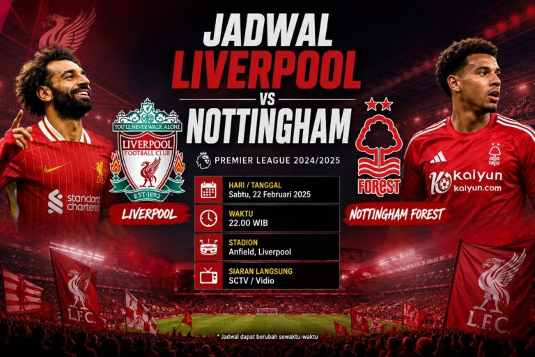 Jadwal Liverpool vs Nottingham Jadi Sorotan Liga Inggris
