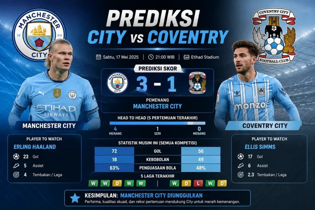 Prediksi City vs Coventry Jadi Sorotan Laga Piala Domestik
