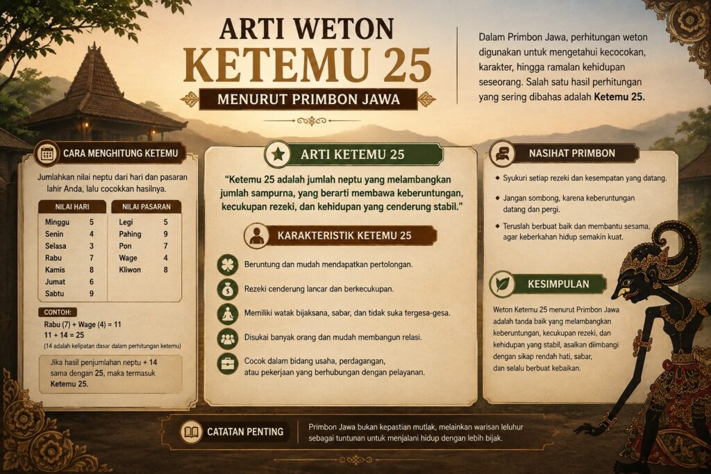 Arti Weton Ketemu 25 Menurut Primbon Jawa Ini Penjelasannya